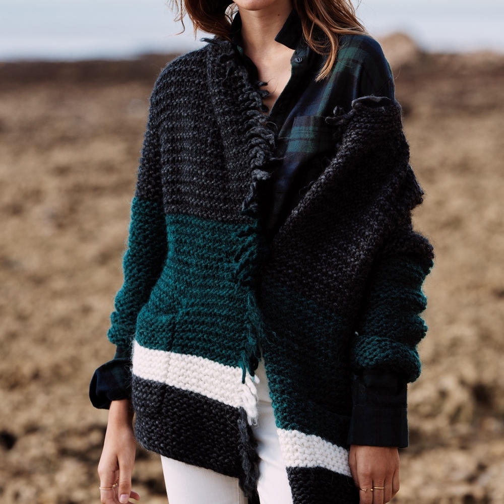 Madewell Black and Green Cardigan
